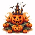 Halloween Pumpkin Window Decals Design Background Royalty Free Stock Photo