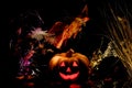 Halloween pumpkin with witch.