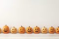 Halloween Pumpkins Arranged On White Planks, Techenhanced Holiday Decoration