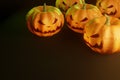 Halloween pumpkins on black background