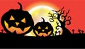 Halloween pumpkins black shadow under the moonlight Royalty Free Stock Photo