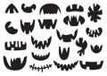 Halloween pumpkins carved mouths silhouettes collection Black and white shapes isolated on white background Royalty Free Stock Photo