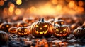 Halloween pumpkins decoration background for Halloween celebration, Generative AI
