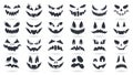 Halloween pumpkins faces. Spooky ghost emoticons faces isolated vector illustration set. Scary pumpkin faces silhouette Royalty Free Stock Photo