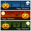 Halloween Pumpkins Horizontal Banners [1] Royalty Free Stock Photo