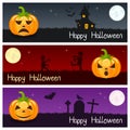 Halloween Pumpkins Horizontal Banners [2] Royalty Free Stock Photo