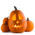 Halloween Pumpkins on white Royalty Free Stock Photo