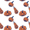 Halloween pumpkins Jack lantern pattern. Seamless vector illustration Royalty Free Stock Photo