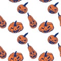 Halloween pumpkins Jack lantern pattern. Seamless vector illustration Royalty Free Stock Photo