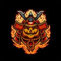 Halloween Pumpkins Japanese Mask Samurai armor illustrations