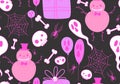 Halloween pumpkins monsters seamless ghost and web and skulls and balloons pattern for wrapping paper