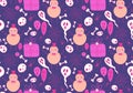 Halloween pumpkins monsters seamless ghost and web and skulls and balloons pattern for wrapping paper