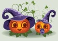 Halloween pumpkins mother and child Royalty Free Stock Photo