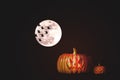 Halloween pumpkins at night Royalty Free Stock Photo