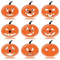 Halloween pumpkins in orange, black and white with shadow element Royalty Free Stock Photo