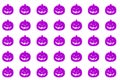 Halloween pumpkins pattern. Many scary pumpkin faces background
