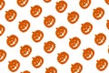 Halloween pumpkins pattern. Many scary pumpkin faces background