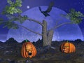 Halloween pumpkins scenery - 3D render