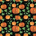 Halloween pumpkins seamless background