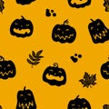 Halloween pumpkins seamless background vector