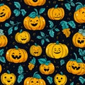 Halloween pumpkins seamless pattern background Royalty Free Stock Photo