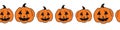 Halloween pumpkins seamless vector border. Hand drawn pumpkins in a row. Repeating Halloween illustration for Royalty Free Stock Photo