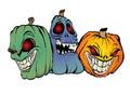Halloween Pumpkins. Set of halloween pumpkins, sinister faces. Autumn holidays.