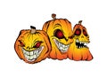 Halloween Pumpkins. Set of halloween pumpkins, sinister faces. Autumn holidays. Royalty Free Stock Photo