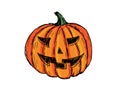 Halloween pumpkins set. Hand drawn illustration. Royalty Free Stock Photo