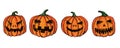 Halloween pumpkins set. Hand drawn illustration. Royalty Free Stock Photo