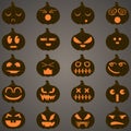 Halloween pumpkins set 20 icons Royalty Free Stock Photo