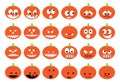 Halloween pumpkins set of icons