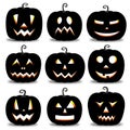 Halloween pumpkins - set of nine faces