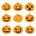 Halloween pumpkins set. Vector icons Royalty Free Stock Photo