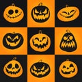 Set of Halloween pumpkins. Vector icons Royalty Free Stock Photo