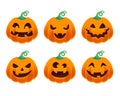 Halloween pumpkins set vector illustration. Royalty Free Stock Photo