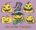 Halloween Pumpkins Set. Vector Objects Royalty Free Stock Photo