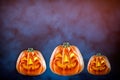 Halloween pumpkins on the smokey background Royalty Free Stock Photo