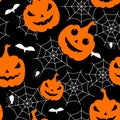 Halloween pumpkins and spider webs pattern