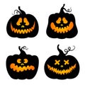 Halloween pumpkins. Vector set. Jack lantern. Black silhouettes Royalty Free Stock Photo