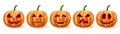 Halloween pumpkins vector set. Halloween pumpkin element collection in spooky, scary and creepy with facial expressions