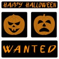 Halloween pumpkins wanted. Vector illustration. Isolated on white background.