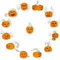 Halloween pumpkins zodiac circle Royalty Free Stock Photo