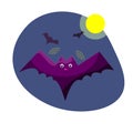 the halloween purple flat cute bat