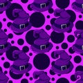 Halloween purple witch hats vector illustration seamless pattern background Royalty Free Stock Photo