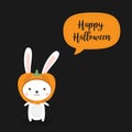 Halloween Rabbit - A Cute Rabbit Wearing Pumpkin Hat. Kawaii Bunny with pumpkin head wear halloween mascot costumes