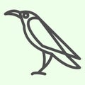 Halloween raven line icon. Mystical gothic rook bird outline style pictogram on white background. Evil or witch wild