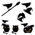 Halloween ravens and cats Royalty Free Stock Photo