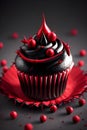 Halloween red and white cupcake generated by ai