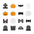 Halloween related icons set. Collection of cute decorative stickers.